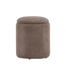 Venture Home - Pouf coffre rond en velours côtelé ø32cm - Limpen - Couleur - Taupe - Velours côtelé