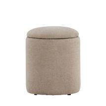 Venture Home - Pouf coffre rond en tissu ø32cm - Limpen - Couleur - Beige - Tissu - Style Contemporain