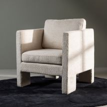 Venture Home - Fauteuil en Tissu bouclette et Médium (MDF) - Écru - RAGUSA - - Style Contemporain
