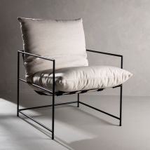Venture Home - Fauteuil en Tissu et Métal - Écru - SEDALIA - - Style Contemporain
