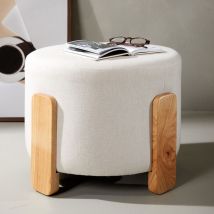 Venture Home - Pouf rond en tissu ø52,5cm - Écru - COFFEY - - Style Scandinave