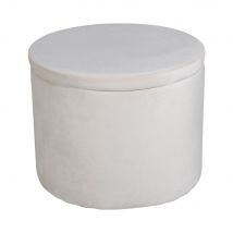 Venture Home - Pouf coffre rond en velours ø51cm - Dunken - Couleur - Beige - Velours - Style Bohème