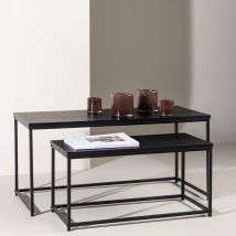 Venture Home - Lot de 2 tables basses gigognes en bois et métal - Noir - Staal - Bois - Style Contemporain
