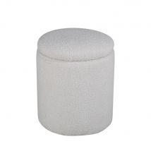 Venture Home - Pouf coffre rond en tissu bouclette ø32cm - Limpen - Couleur - Ecru -