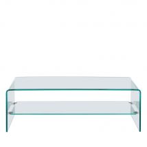 Drawer - Table basse double plateaux en verre L110cm - Nido - Couleur - Transparent - Verre