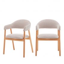 Drawer - Lot de 2 fauteuils de table en tissu et bois - Beige - MARINA - - Style Bohème