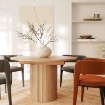 Woodman - Table à manger extensible 4 à 6 personnes en bois ø120-160x120cm - Bois clair - Toscana - Bois - Style Contemporain