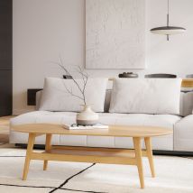 Woodman - Table basse ovale en bois 130x60cm - Bois clair - Curved - Bois - Style Scandinave