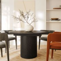 Woodman - Table à manger extensible 4 à 6 personnes en bois ø120-160x120cm - Noir - Toscana - Bois - Style Contemporain