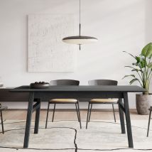 Woodman - Table à manger extensible 8 à 10 personnes en bois 180-220x90cm - Noir - Curved - Bois - Style Scandinave