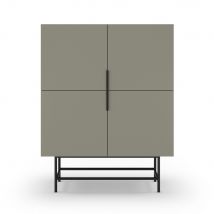 Buffet haut 4 portes en bois et métal H128cm - Vert amande - Vintara - Bois - Style Industriel