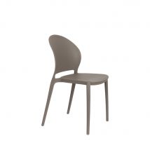 Lot de 4 chaises intérieur et extérieur en plastique - Taupe - Sjoerd - Plastique - Style Contemporain