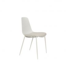 Lot de 4 chaises en plastique, tissu et métal - Jeffrey - Couleur - Ecru - PET - Style Scandinave