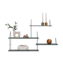 House Nordic - Etagère murale en bois et métal - Vert - HARLEM - Bois - Style Scandinave