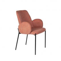 Lot de 2 fauteuils de table en tissu et métal - Terracotta - Tjarda - Style Contemporain