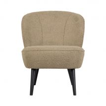 Woood - Fauteuil en tissu bouclette pieds noirs - Beige - SARA - - Style Bohème