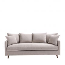 Canapé 4 places en tissu pieds bois foncé - Naturel chiné - Villabon - - Drawer - Style Contemporain