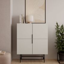 Buffet haut 4 portes en bois et métal H128cm - Beige - Vintara - Bois - Style Industriel