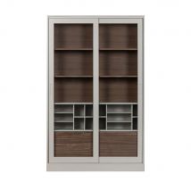 Woood - Vitrine 2 portes en bois H200cm - James - Couleur - Grège - Bois - Style Vintage