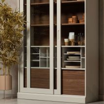 Woood - Vitrine 2 portes en bois H200cm - Grège - James - Bois - Style Classique