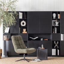 Woood - Meuble TV 2 tiroirs en bois L78cm - Noir - Finca - Bois - Style Contemporain