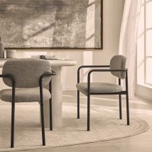 Lot de 2 fauteuils de table en tissu bouclette et métal - Gris - STUART - - Drawer - Style Contemporain