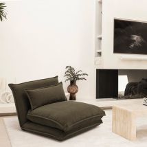 Drawer - Chauffeuse convertible 1 personne en tissu chenille - Vert kaki - NALA - - Style Bohème