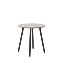 House Nordic - Table d'appoint ronde effet travertin et métal ø40cm - Beige - Aalst - Métal - Style Scandinave