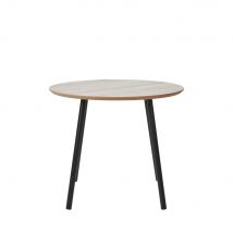 House Nordic - Table d'appoint ronde effet travertin et métal ø55cm - Beige - Aalst - Métal - Style Scandinave
