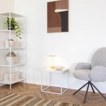 House Nordic - Bout de canapé en bois et métal blanc - Blanc - Vita - Métal - Style Scandinave
