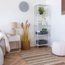 House Nordic - Table de chevet avec tiroir en bois et métal blanc - Blanc - VITA - Métal - Style Scandinave