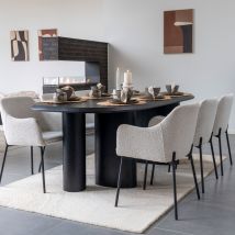House Nordic - Lot de 2 fauteuils de table en tissu bouclette et métal - Écru - MELILLA - - Style Contemporain