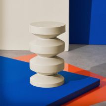 Table d'appoint ronde en aluminium ø30cm - Blanc ivoire - BARI - Métal - Drawer - Style Contemporain