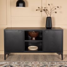 Venture Home - Meuble TV en métal L120cm - Noir - Piring - Métal - Style Contemporain