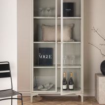 Venture Home - Vaisselier 2 portes en verre et métal H190cm - Beige - Piring - Métal - Style Contemporain