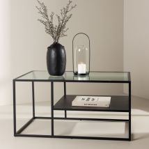 Venture Home - Table basse 2 plateaux en verre et métal - Noir - Campinas - Métal - Style Contemporain