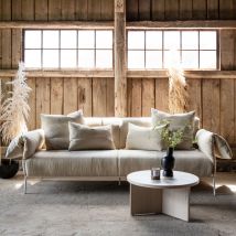 Vind - Canapé 3 places en tissu et métal - Beige - Ockero - - Style Scandinave