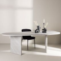 Venture Home - Table à manger 10 personnes organique effet marbre - Gris clair - Gronvik - Marbre - Style Contemporain