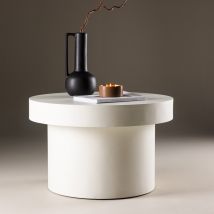 Venture Home - Table basse ronde en bois ø80cm - Blanc - Malung - Bois - Style Contemporain