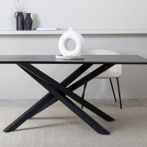 Venture Home - Table à manger 8 personnes en bois et métal - Noir - Piazza - Bois - Style Contemporain