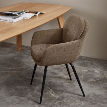 Woood - Lot de 2 fauteuils de table en tissu et métal - Taupe - Runa - - Style Classique