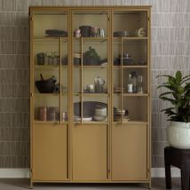 Woood - Vitrine 3 portes en métal H200cm - Jaune moutarde - Exhibit XL - Métal - Style Industriel,Vintage