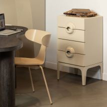 Woood - Petit meuble de rangement 4 tiroirs en bois et métal H89cm - Grège - Merge - Bois - Style Vintage