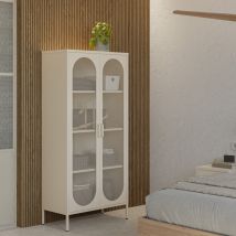 Vaisselier 2 portes en métal H170cm - Beige - Zio - Métal - Style Industriel