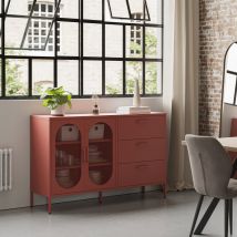 Buffet 2 portes en métal L140cm - Terracotta - Zio - Métal - Style Industriel