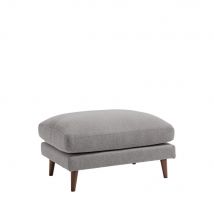 Drawer - Pouf en tissu pieds bois foncé - Gris chiné - VILLABON - - Style Vintage