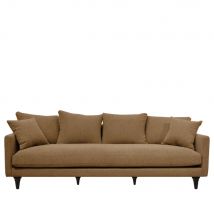 Canapé 4 places en tissu pieds tournés - Caramel chiné - Villabon - - Drawer - Style Contemporain,Vintage