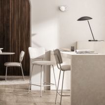 Drawer - Lot de 2 chaises de bar en tissu et métal pieds beiges H65cm - Beige - Vander - - Style Contemporain