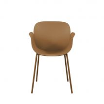 Drawer - Lot de 4 fauteuils de table intérieur et extérieur en plastique et métal - Acapulco - Couleur - Caramel - PET