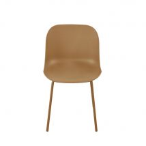 Drawer - Lot de 4 chaises intérieur et extérieur en plastique et métal - Diego - Couleur - Caramel - PET